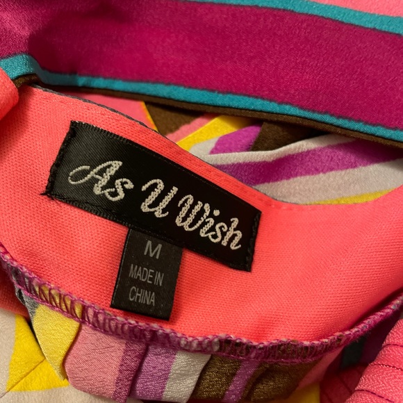 Multicolor pleated dress. Size medium. - Picture 4 of 6